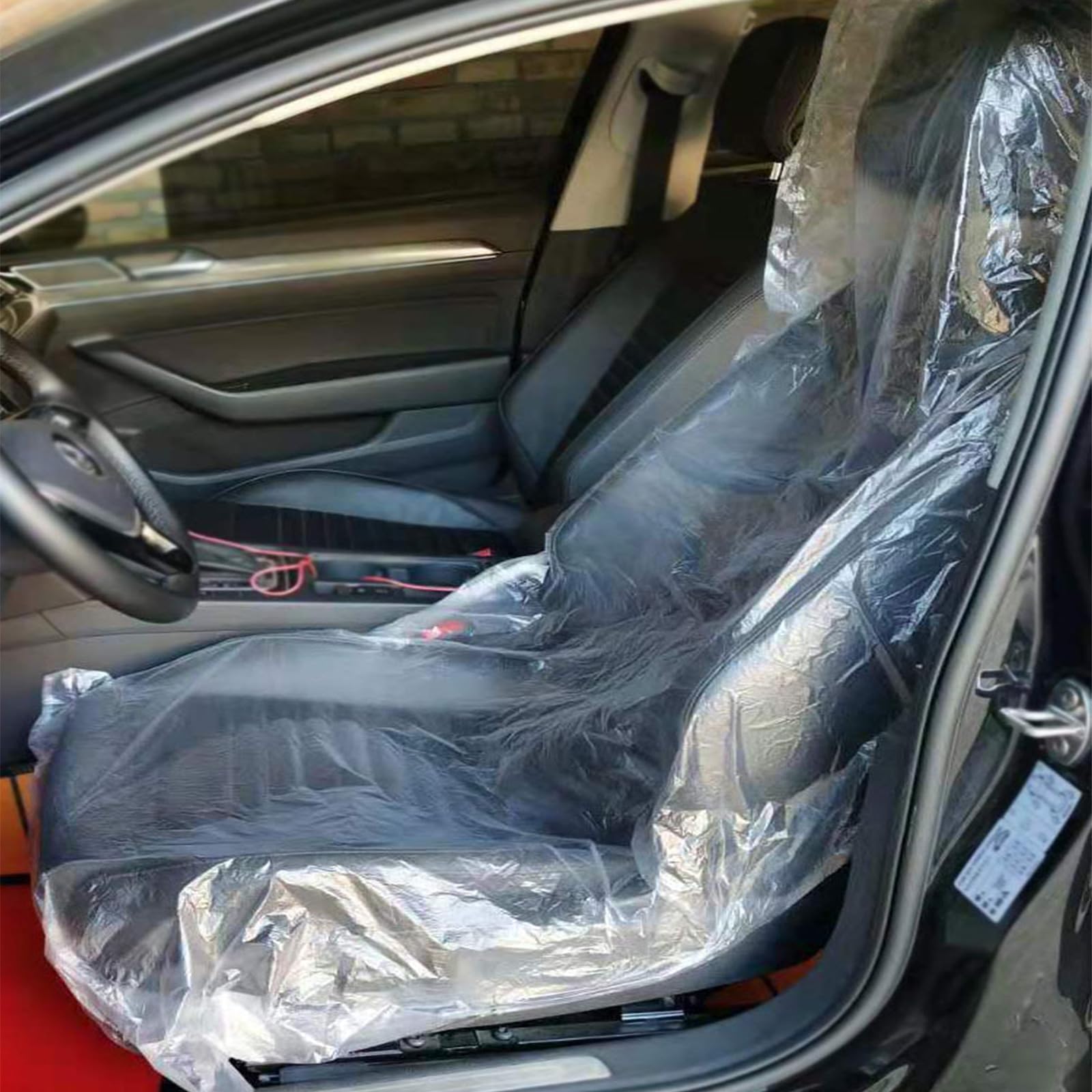 100PCS Disposable Car Seat Covers, Thickened Transparent Plastic Seat Covers for Cars, Clear Car Seat Protector for Airplane Bus Salon Chairs, Universal Automotive Seat Covers