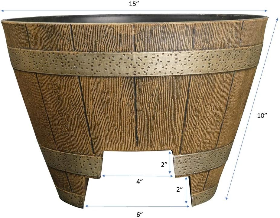 Classic Home and Garden 1072D-265R Jameson planters, 15" - Deck Rail, Distressed Oak
