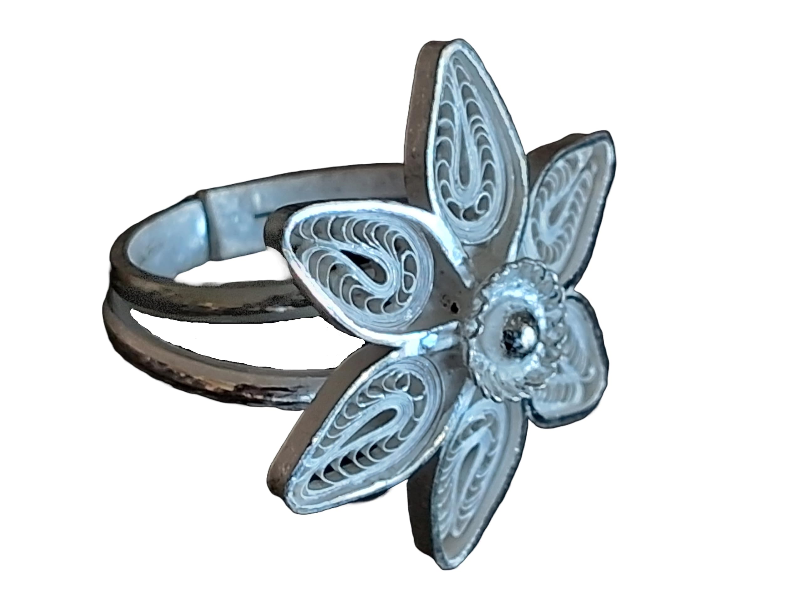 arteastic - handcrafted traditions of the east Arteastic Silver Filigree Jewellery big flower shaped open adjustable Ring For Women Tagar (SJ-Ring-202A)-picture-22