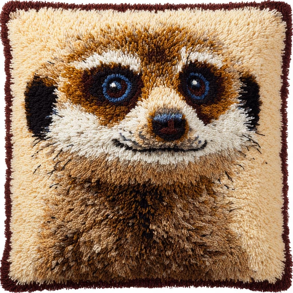 WallustrioaW Latch Hook Cushion Kit for Adults,Meerkats