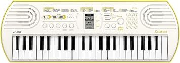 Casio SA-80H5 Mini-Keys 44 key keyboard in White with lime green base and Rhythm Warriors animated online lessons