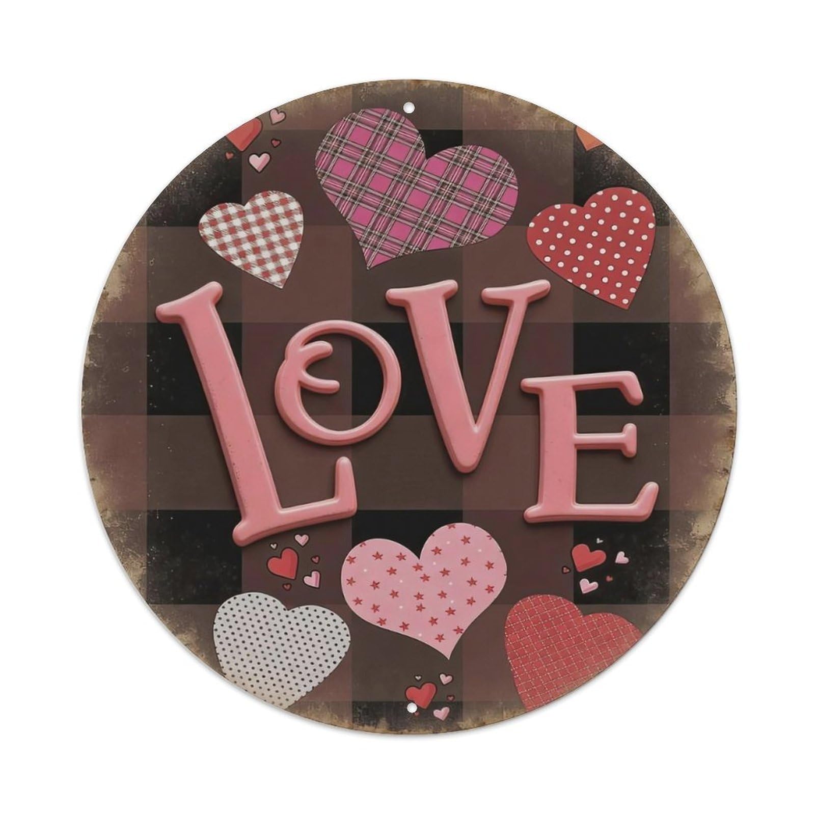 Plaid Checkered Polka Dot Star Metal Tin Sign