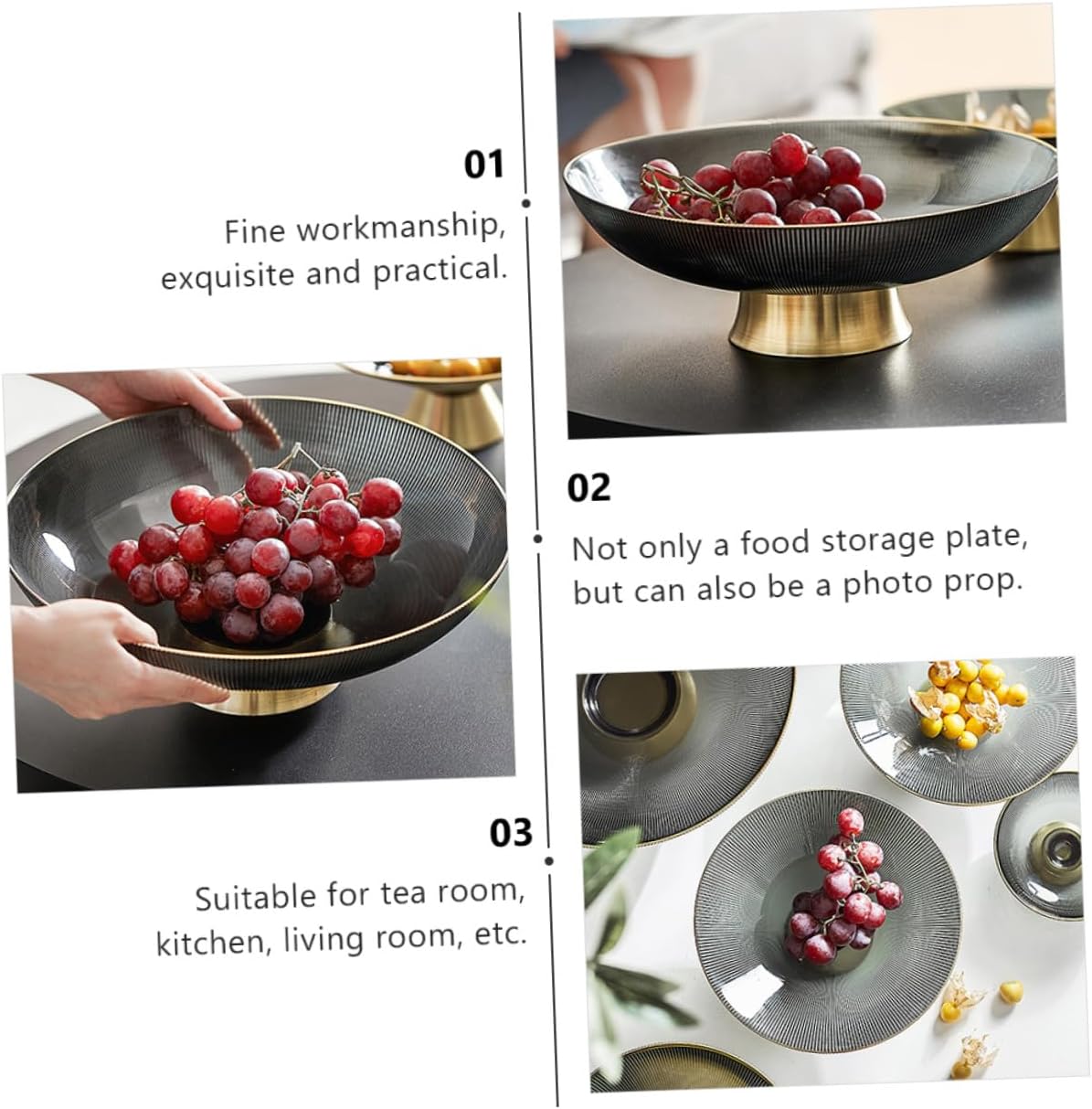 HOMSFOU Tall Glass Fruit Bowl with Footed Base Glass Fruit Plate for Kitchen Counter and Dining Table for Home Snack Serving