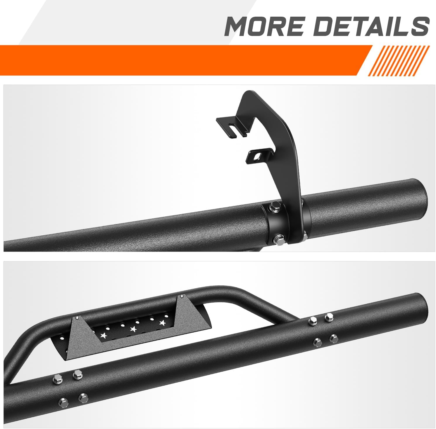 [Pair] 3 Inch Black Steel Round Tube Nerf Bars Drop Side Steps Compatible with 07-19 Chevy Silverado/GMC Sierra Regular Cab