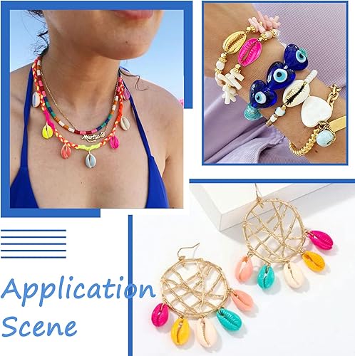 Vista 30 de Cheriswelry 10 cuentas de concha de cauri impresas con estrellas de mar sin perforar, dijes de conchas de océano, verano, playa, cuentas Estrella