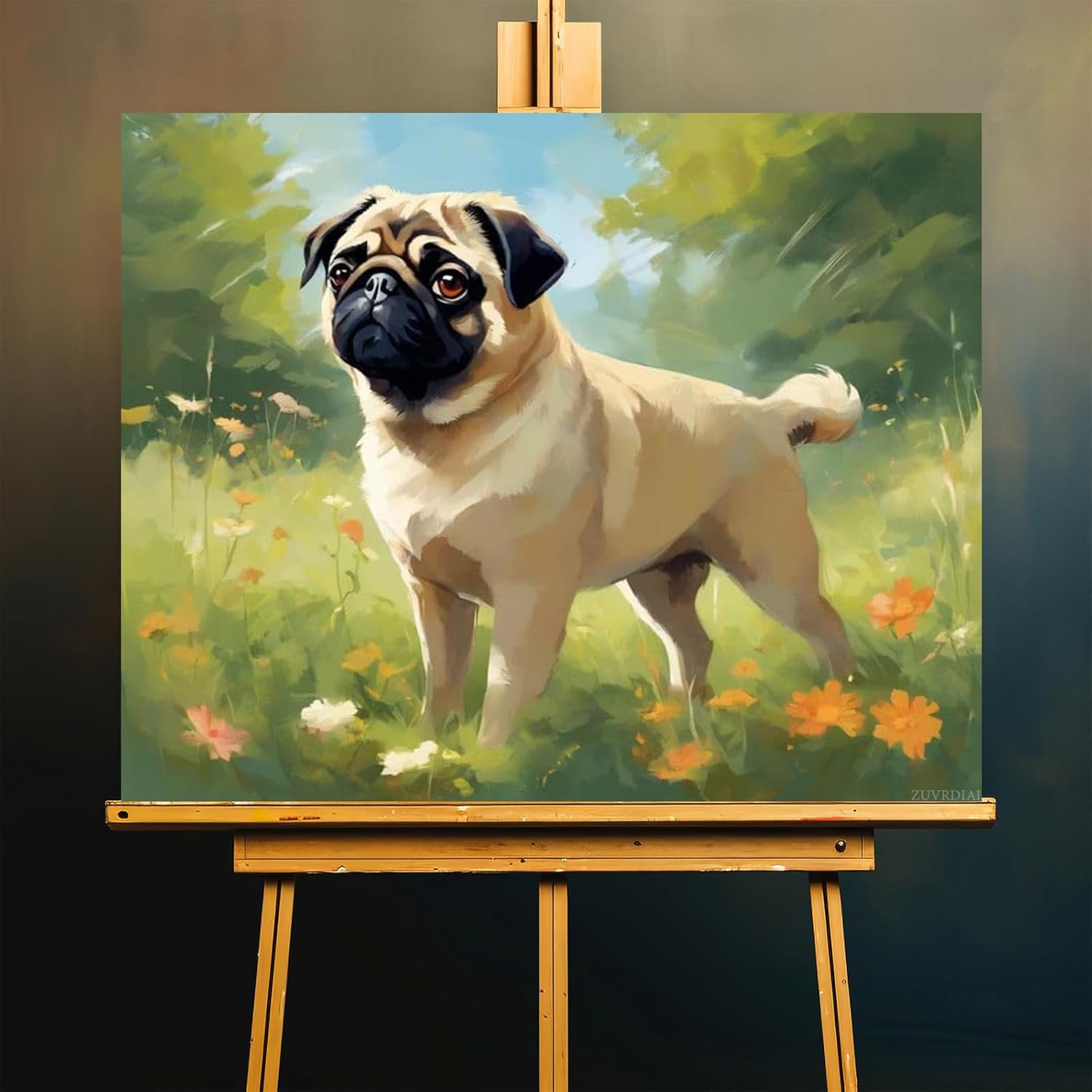 ZUVRDIAI Paint by Number for Adults, Pug, Explore Creative Experience of Digital Art, 40x50cm, Without Frame