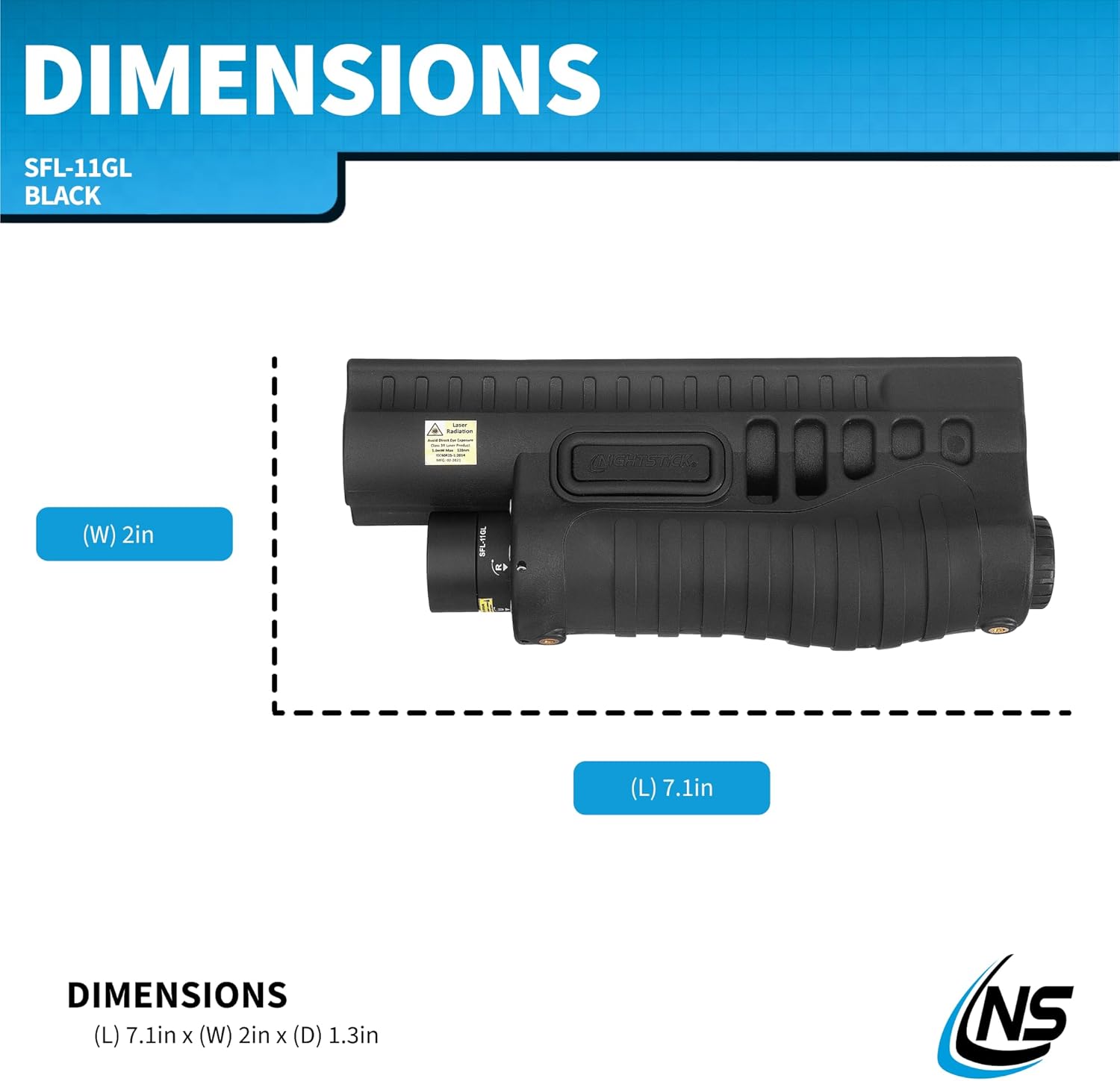 Nightstick SFL-11GL Shotgun Forend Light with Green Laser - 1200 Lumens Forend Light for Mossberg 500/590/590A1/Shockwave - IP-X7 Waterproof Impact & Chemical Resistant - 2 CR123 Batteries - Black