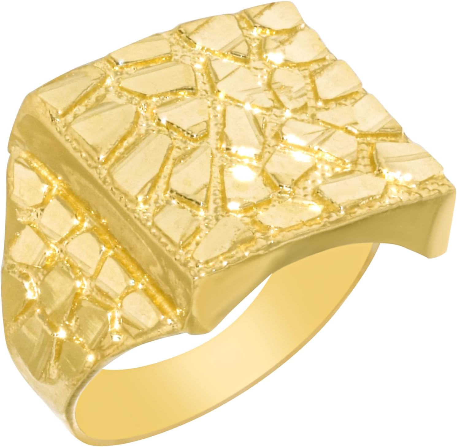 Floreo 10k Yellow Gold 11.5mm Solid Square Nugget Ring