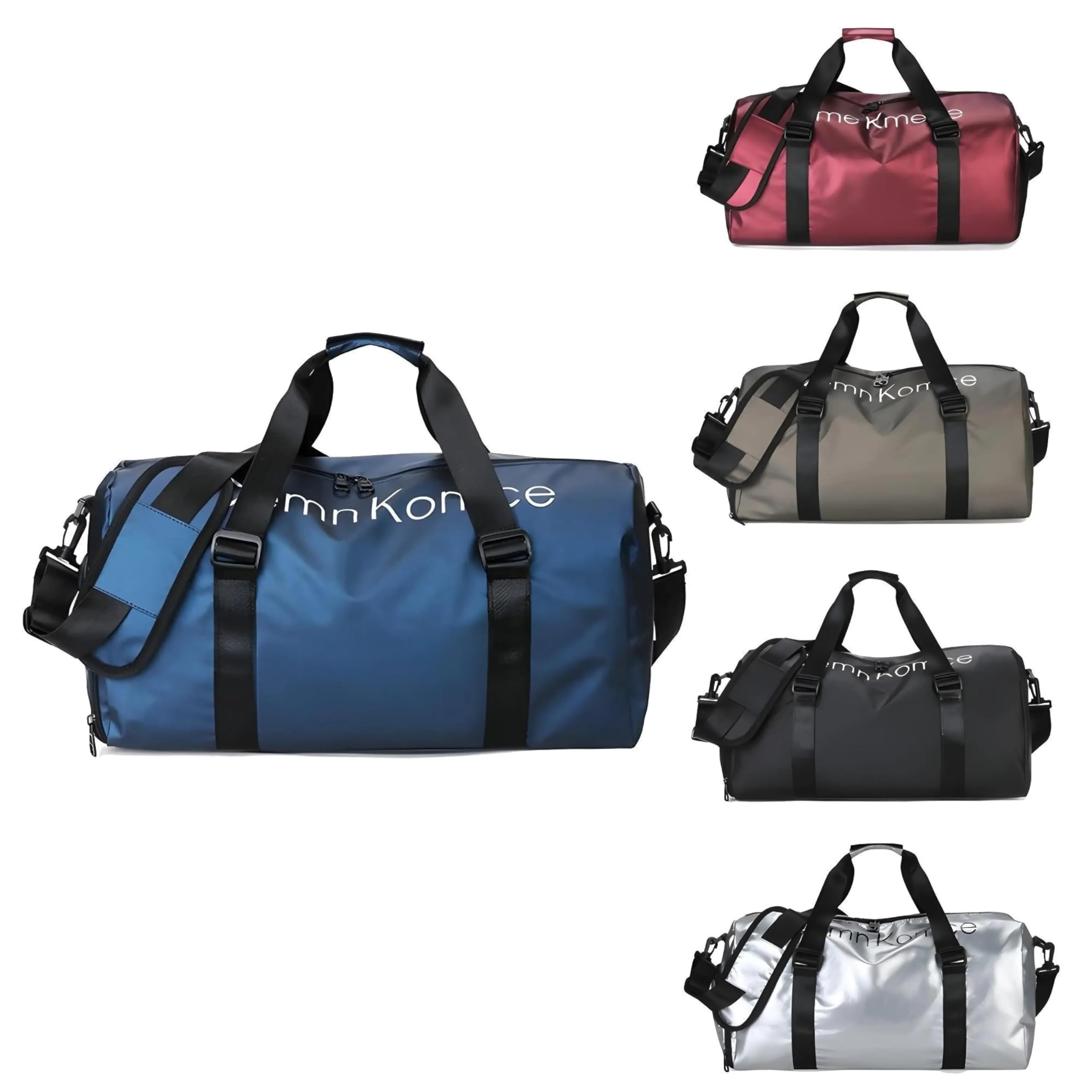 Premium Sporttasche, wasserdichte Handtasche mit Nass-Trocken-Trennung, separatem Schuhfach und Schultergurt, große Reisetasche aus PU-Leder, 20–35L Silber