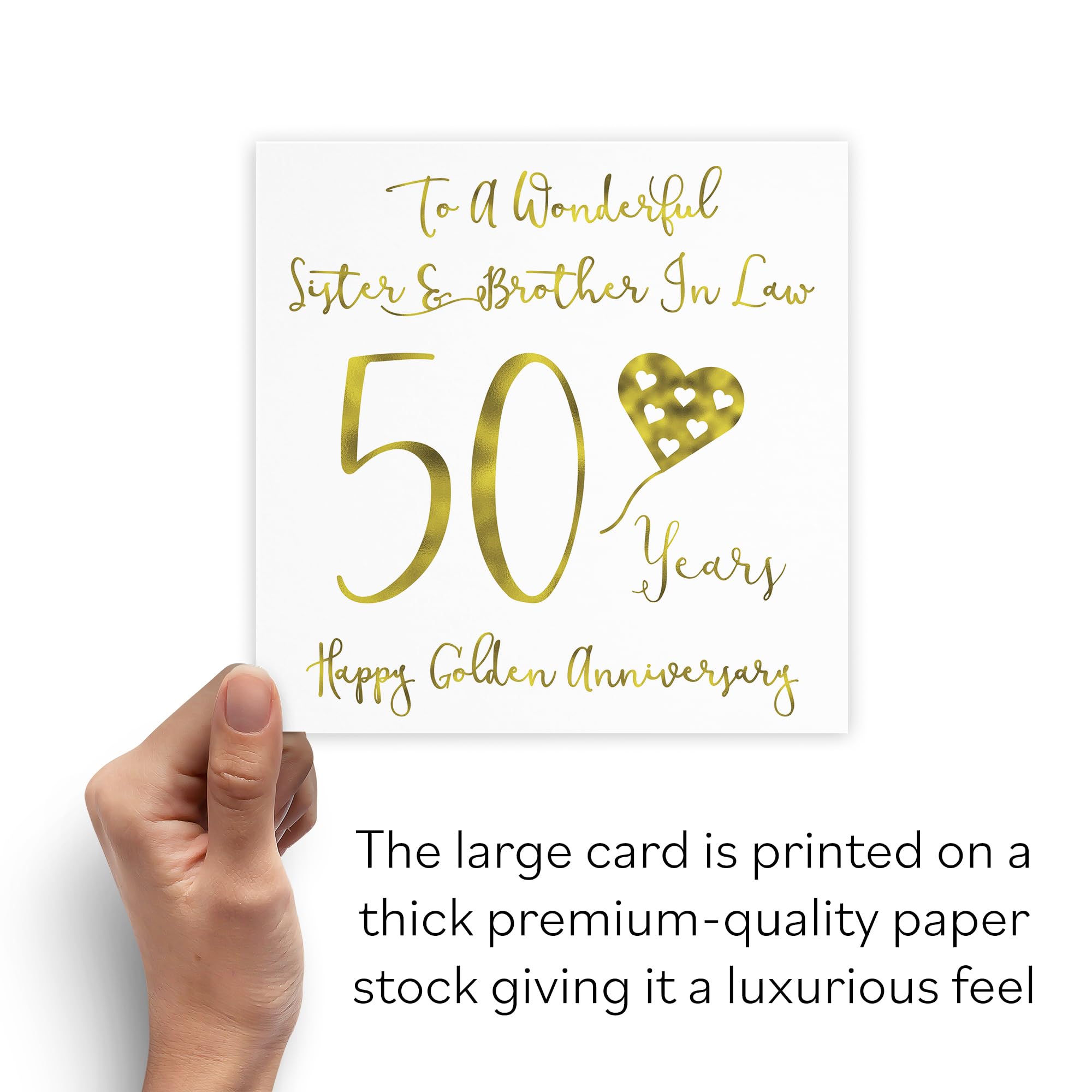 Hunts England, Large Sister And Brother In Law 50th Anniversary Card, To A Wonderful Sister & Brother In Law, 50 Years - Image 3