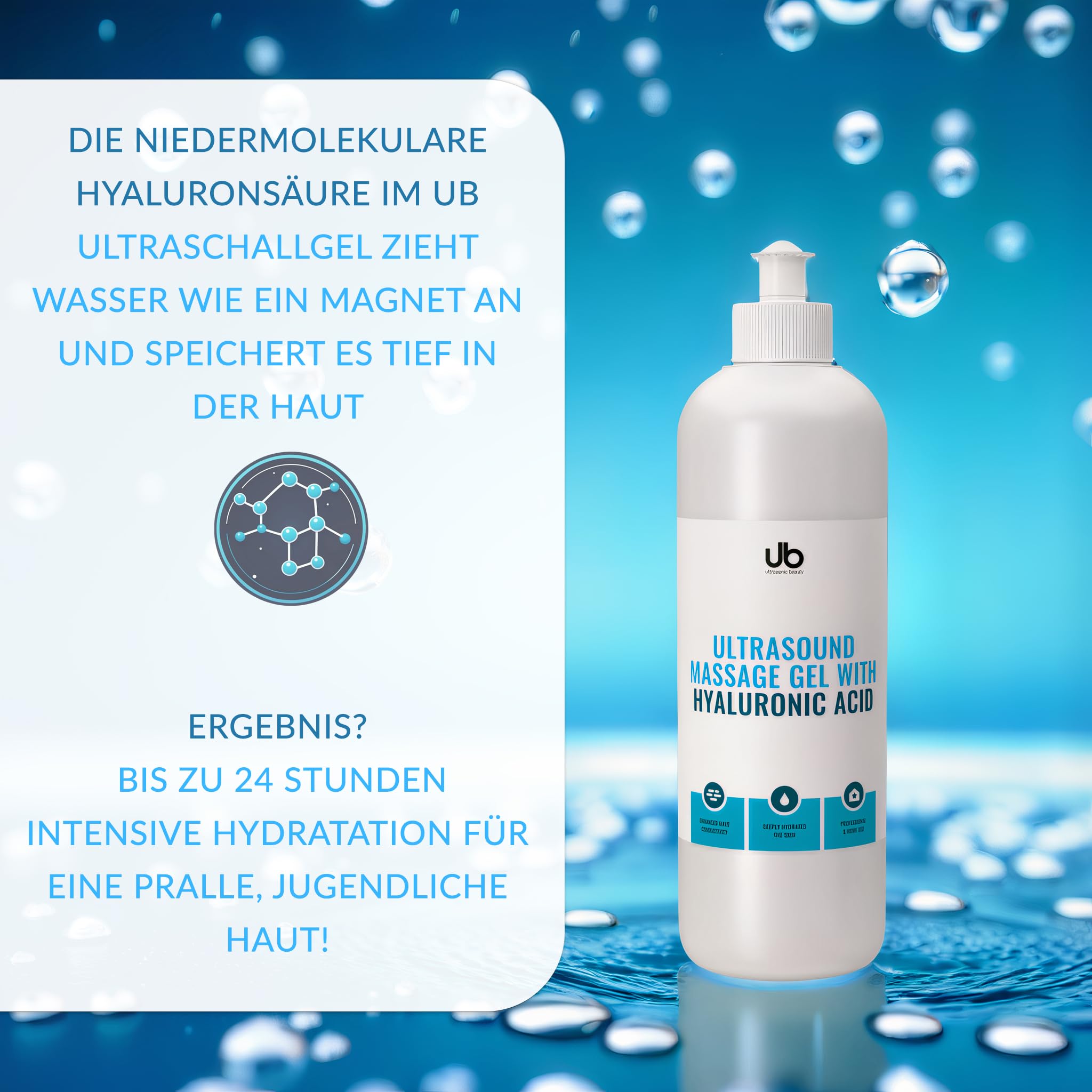 UB Hyaluron Ultraschallgel | Naturel Kontaktgel | Ultraschall Gel mit Hyaluronsäure | ✓ Ultraschallgerät ✓ Mikrostrom ✓ Radiofrequenz ✓ EMS | Feuchtigkeitsspendendes Leitgel für Gesicht & Körper