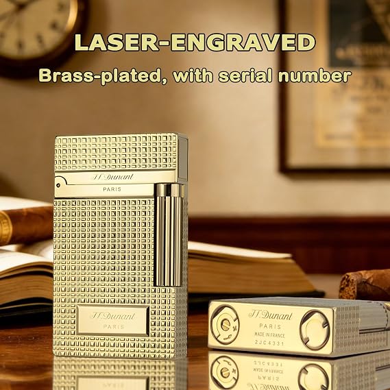 Classic Ligne 2 Style Lighter Iconic Ping Sound, Adjustable Soft Flame, Luxury Gift for Him Fathers Day, Anniversary, Brass Lighter for Men Who Appreciate Craftsmanship (Gold)