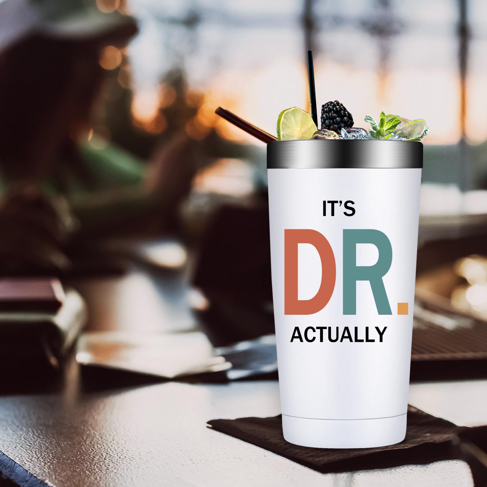 Grifarny PhD Graduation Gifts - Ph.D. Gift for Women - Doctors Day Gifts for Women - Doctorate Graduate Gift for Phd, Medical School Student, New Doctor, Physician MD - It's Dr Actually Tumbler 20 oz