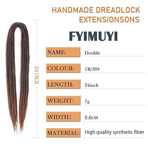 Miniatura 2 de Extensiones de rastas de doble punta de 24 pulgadas, 10 piezas finas hechas a mano, extensiones de rastro de rastas, estilo trenzado para mujer,