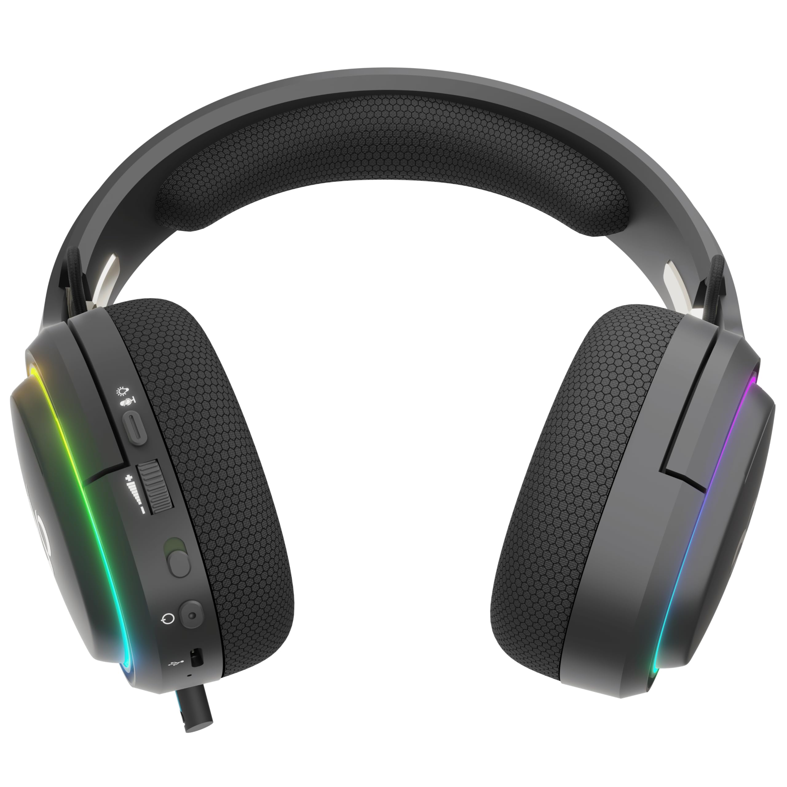 NEWSKILL Aton V2 Auriculares Gaming inalámbricos 2.4G, Bluetooth 5.0 y Cable Tipo C, micrófono retráctil, Sonido Envolvente, RGB, compatibles con PC, PS5, Switch y móvil - Negro