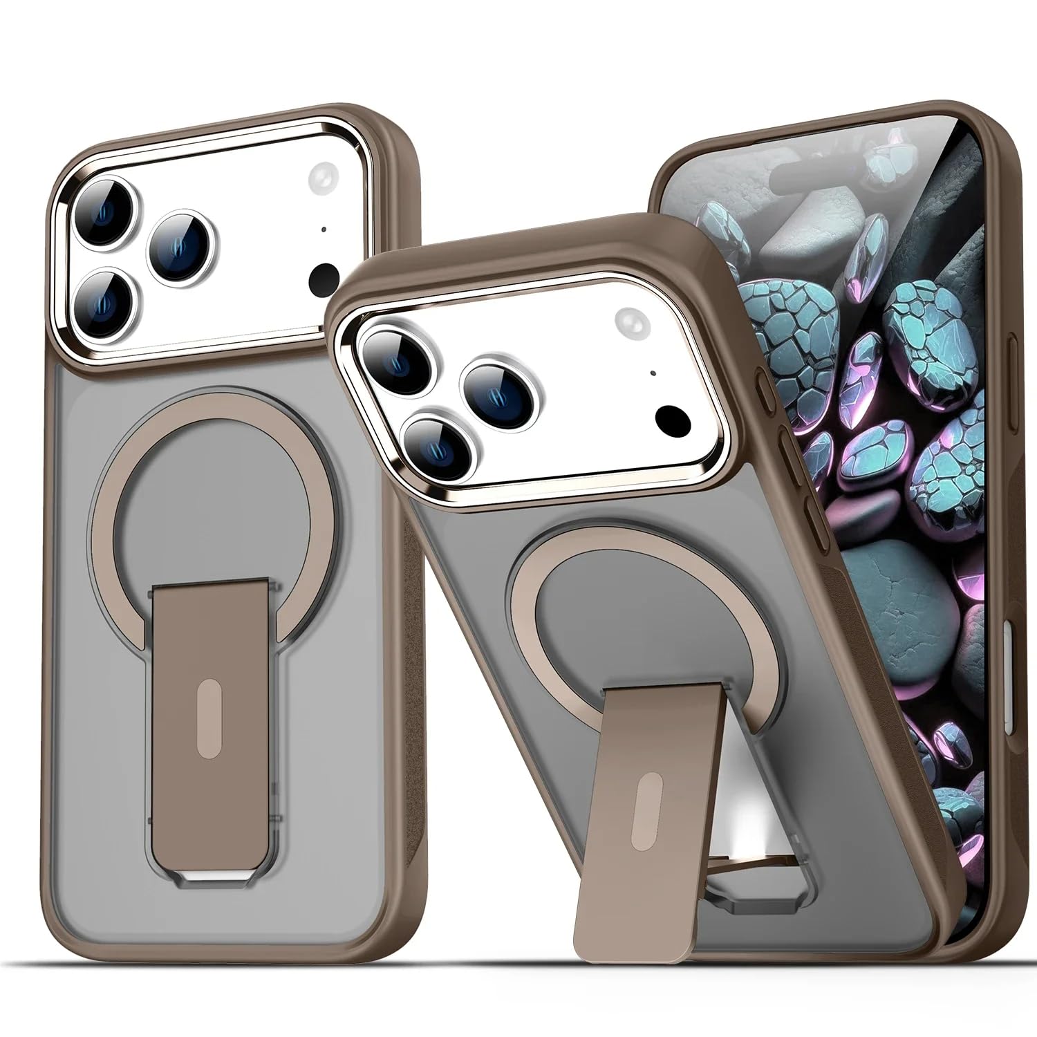 Étui magnétique iPhone 17 mat transparent avec béquille intégrée - 8