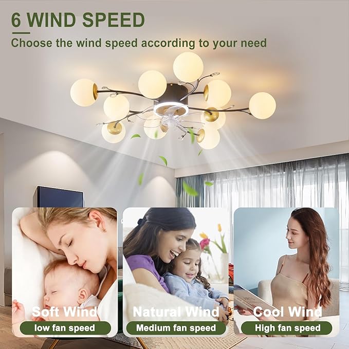 Ventilador de Techo 39" Con Luz LED y Control Remoto miniatura 8