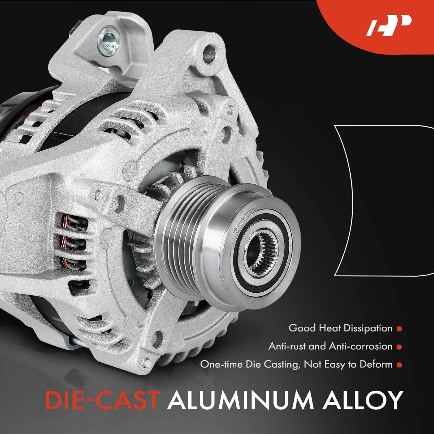 A-Premium Alternator Compatible with GMC Acadia 2017-2023 & Buick Lacrosse 2017-2019, Regal Sportback 2018-2020 & Cadillac XT5, XT6 & Chevrolet Blazer, 3.6L, 12V 155A 6-Groove Decoupler Pulley CW