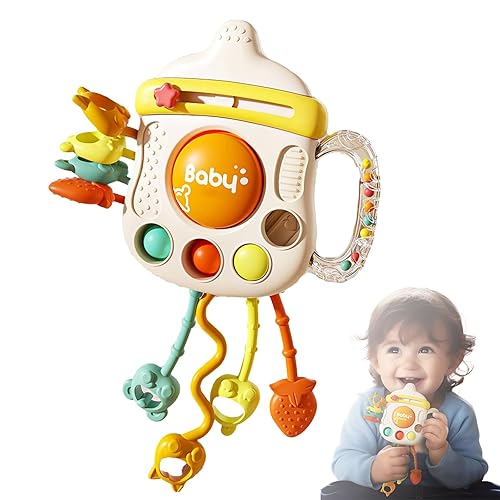 Montessori Baby Sensory Toys for 6-12 Months, Silicone Pull String