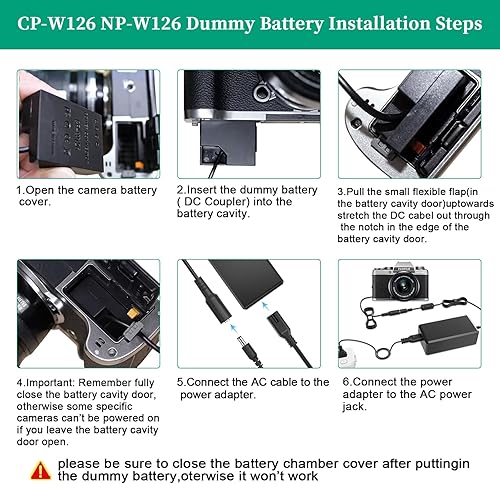Miniatura 4 de Gonine NP-W126 X100VI Batería ficticia CP-W126 Acoplador DC y adaptador de corriente para Fuji X-T100 X-T200 X100F X100V X100VI X-S10 X-A5 X-A10