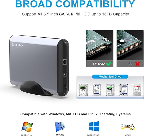 Vista 9 de GODO Adaptador SATA/IDE a USB 3.0, kit de adaptador de disco duro IDE, convertidor de cable para 2.5/3.5 pulgadas y SATA HDD/SSD, 5.25