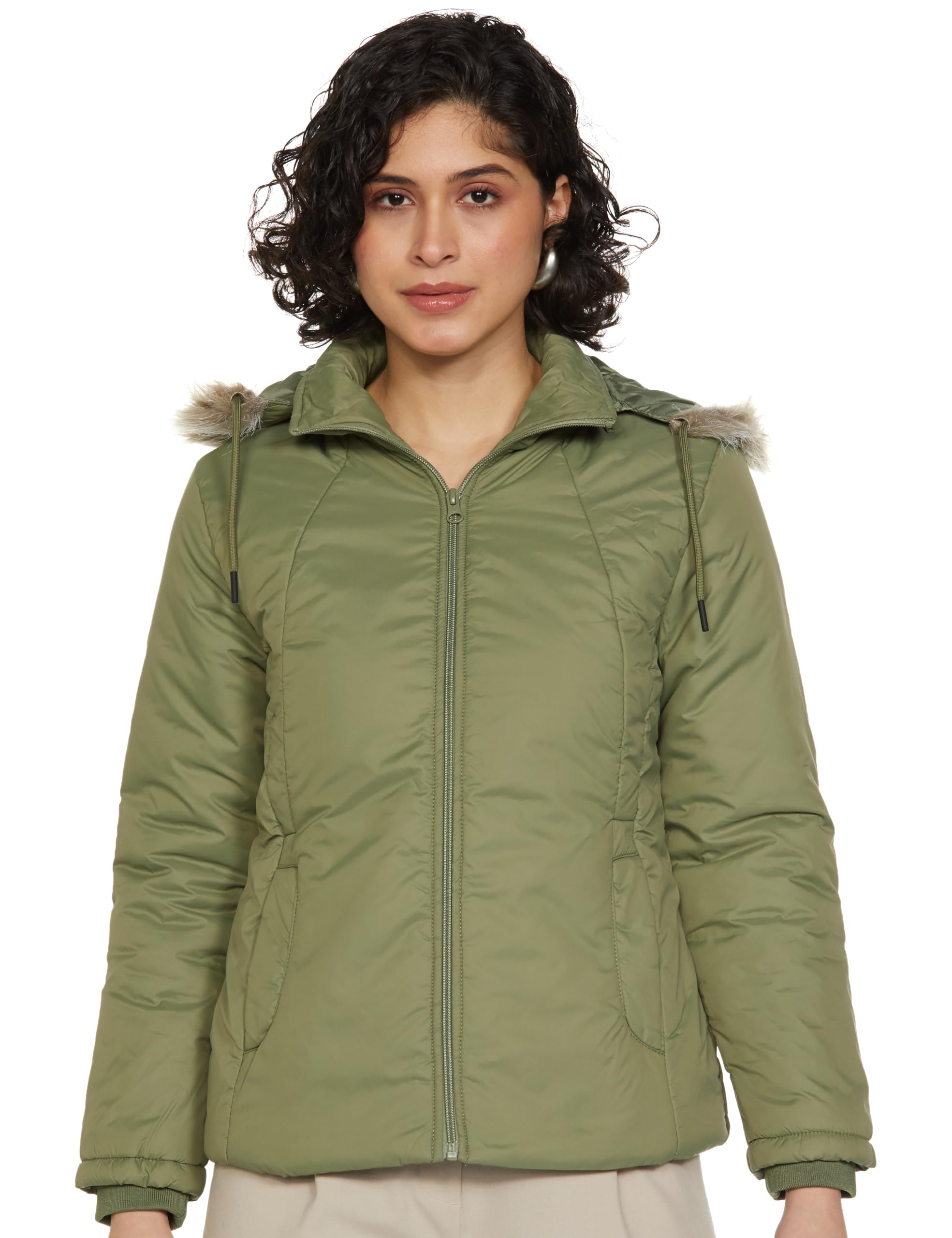 qube by fort collins Women's Regular Fit Bomber Jacket with Detachable Hood - Stylish & Comfortable Winter Wear |Material: synthetic-picture-10