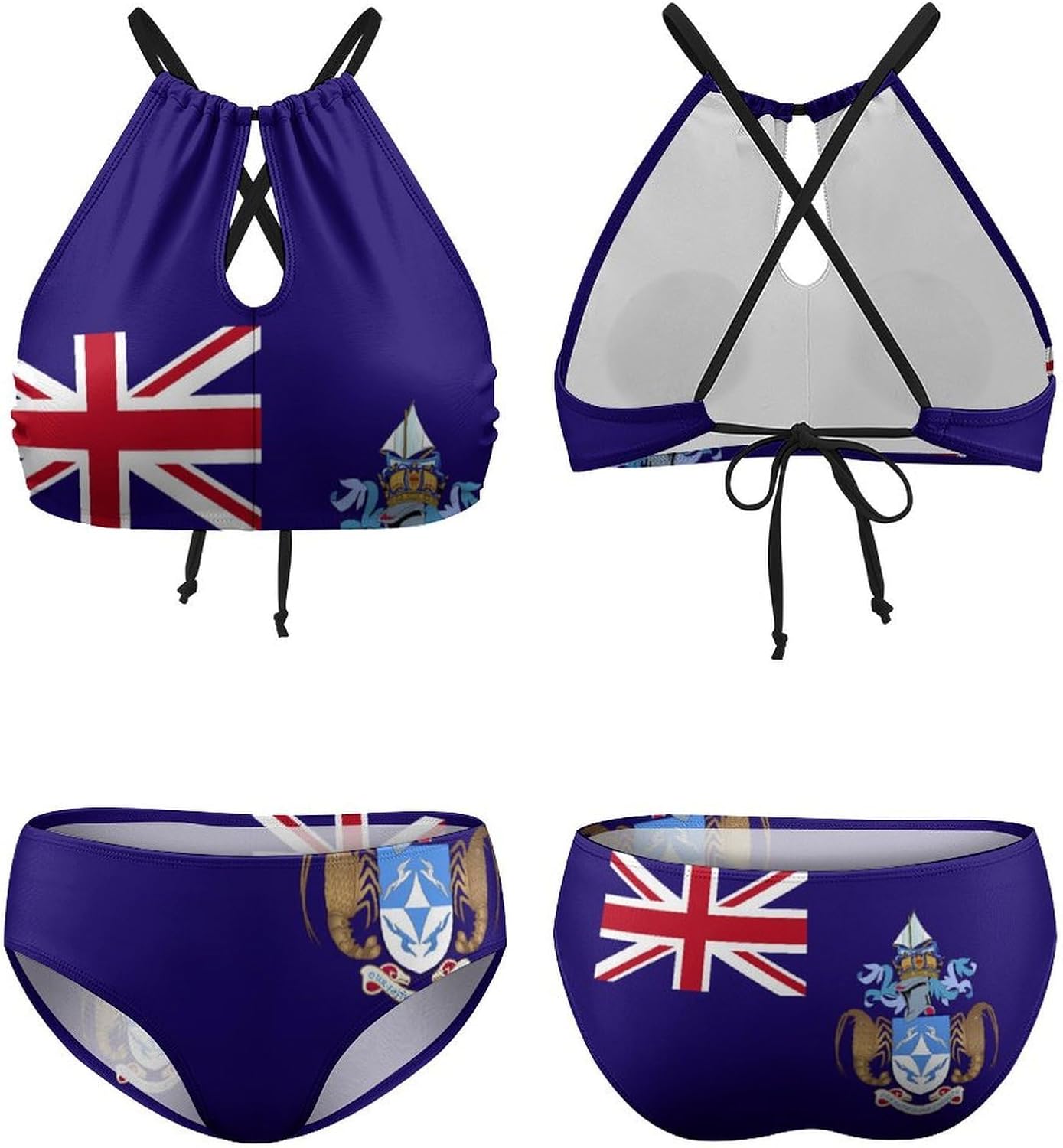 Women's 2 Piece Swimsuit Uganda Flag Adjustable Strap Swimwear Summer Beach Bathing Suits for Womens