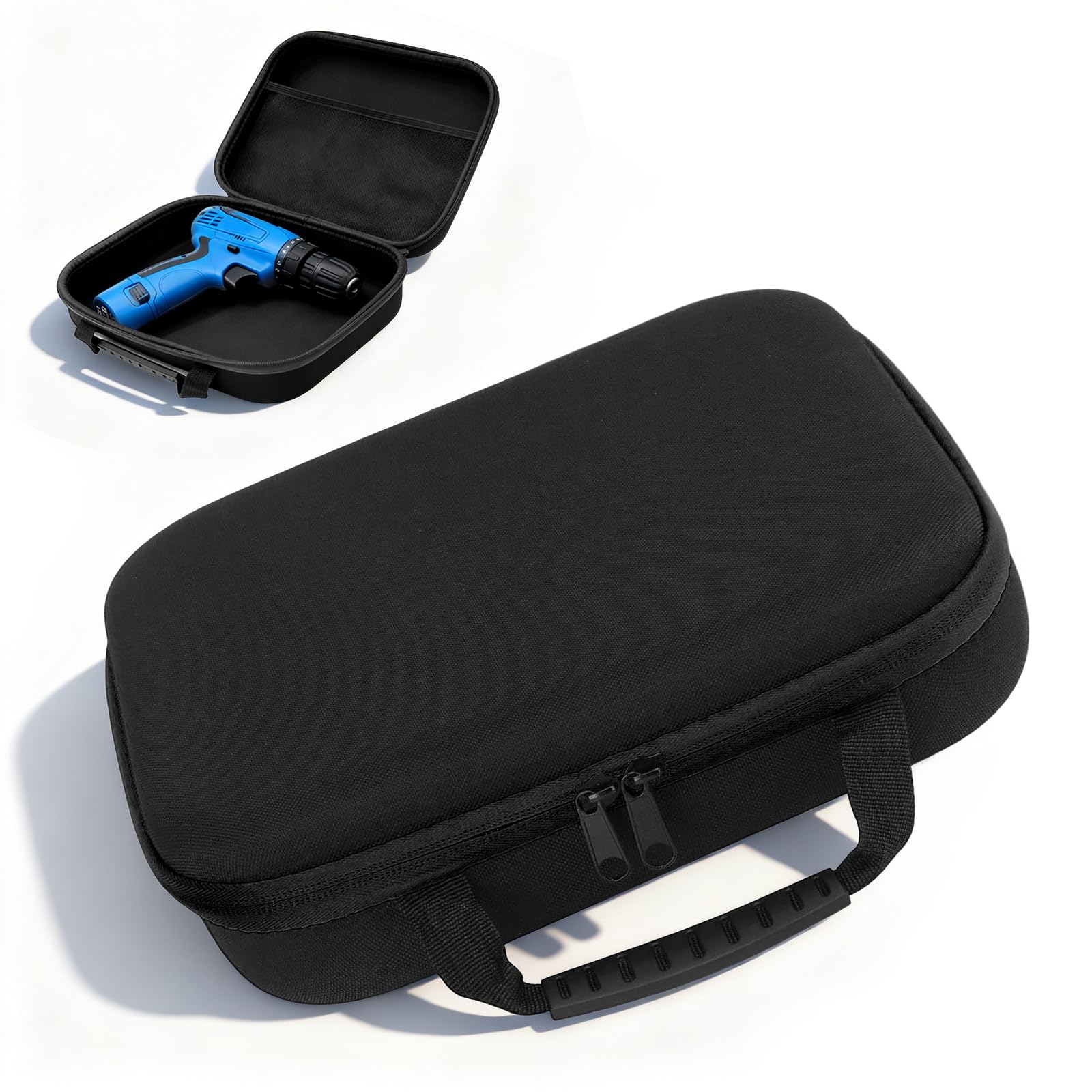 Mhymx Black Small Tool Bag, Drill Bit Case Hard Shell Tool Storage Pouch Oxford Fabric Electric Drill Carry Case Waterproof Eva Accessory Carrying Bag 27 * 22 * 7Cm