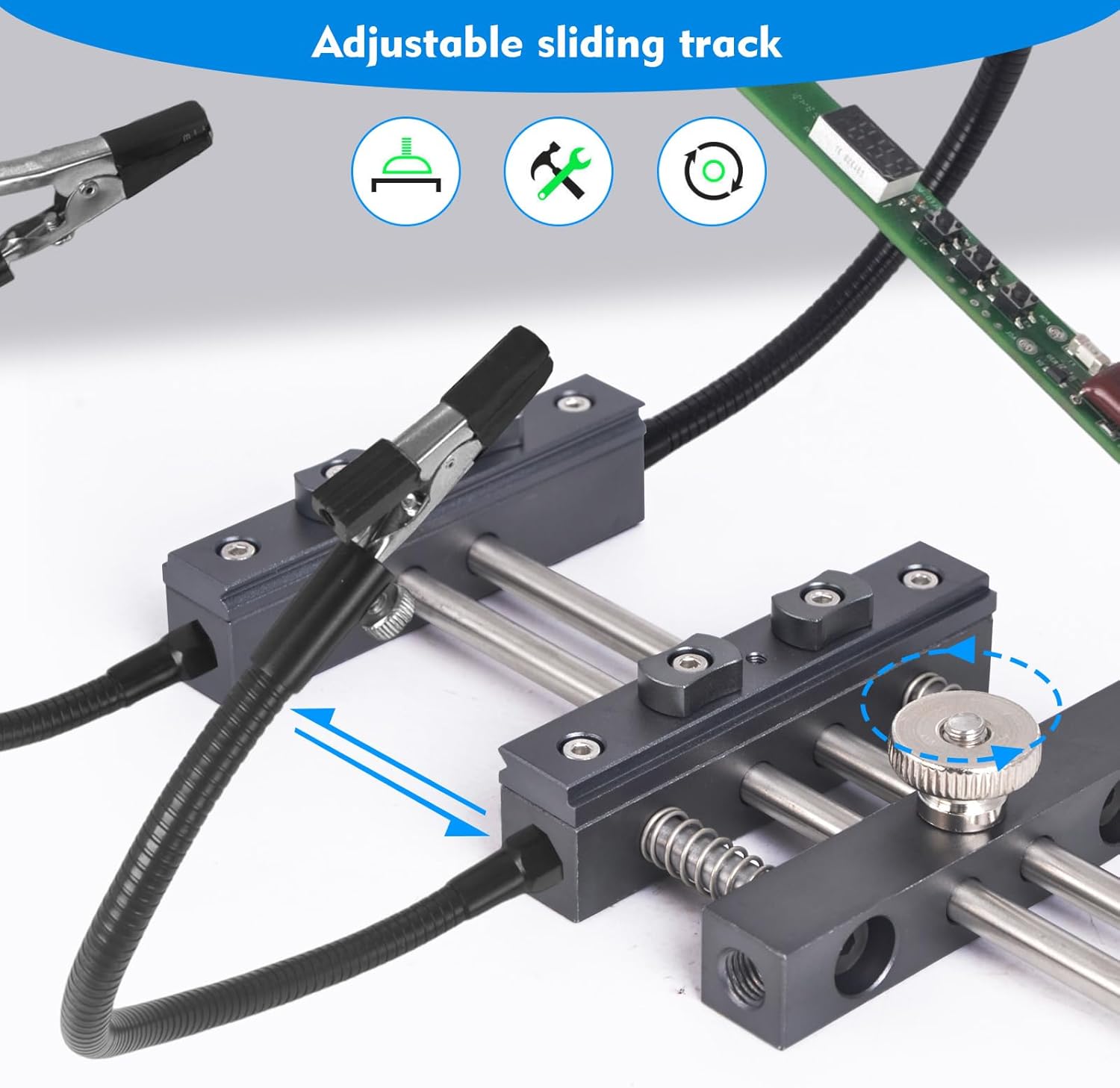 Helping Hands Soldering,HANDSKIT Soldering Helping Hands Stand Holder Adjustable PCB Holder with 4 Flexible Gooseneck Arms Clamp Circuit Board Holder Third Hand Soldering Station Tool with Clips