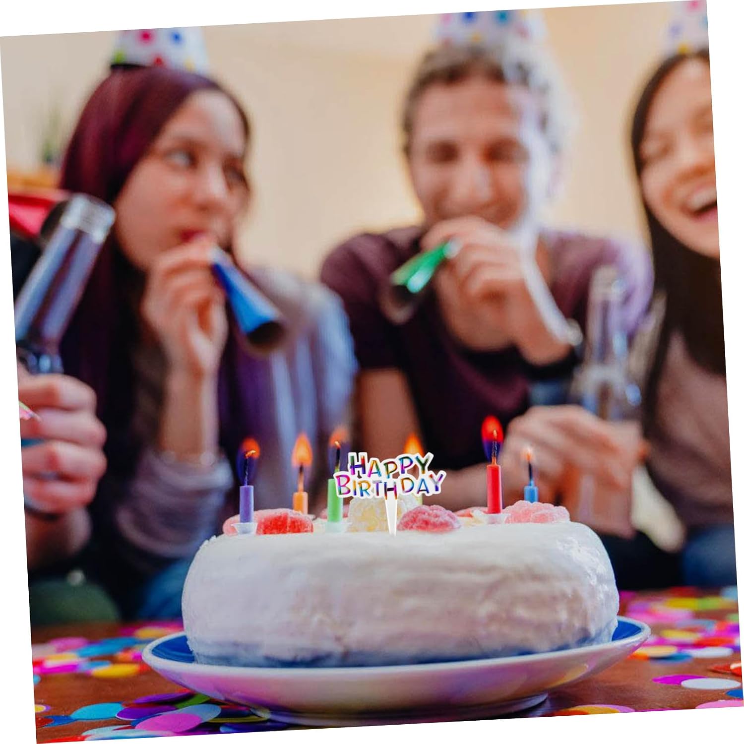 100pcs Happy Birthday Cake Toppers Plastic Small Cupcake Picks Birthday Party Decorations Non-edible Cake Picks for Celebration Centerpiece