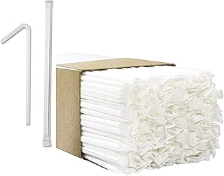 Perfect Stix Flexible Wrapped Jumbo Clear Straws. 800 Count (2-400ct packs) of Straws Individually Wrapped 7.75-Inch-Long ...
