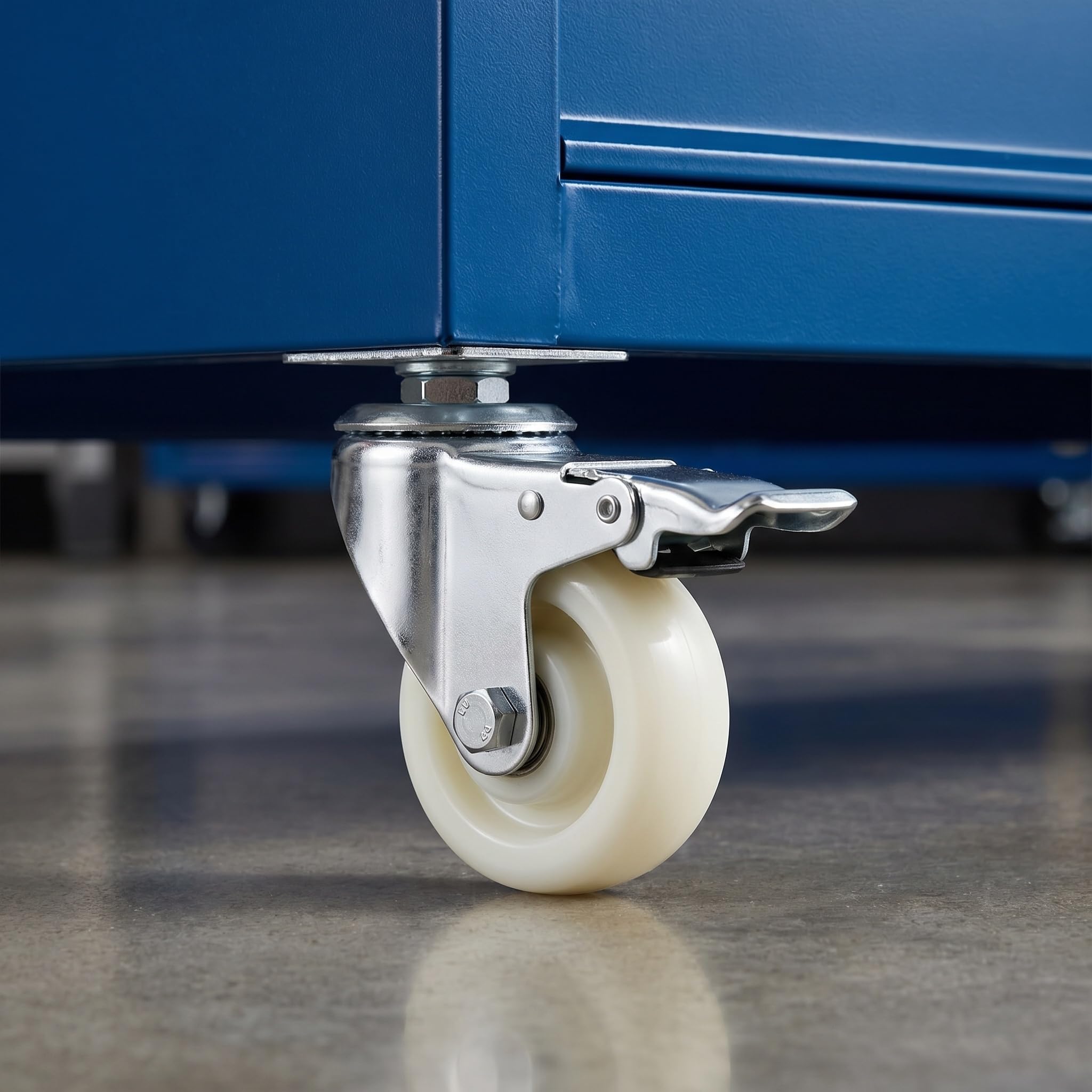 Ruote Piroettanti in Nylon Resistenti con Bloccaggio, Confezione da 4 Ruote Girevoli con Perno Filettato M20, Ruote Antiscivolo Industriali per Banchi da Lavoro, Mobili E M20*60 125mm