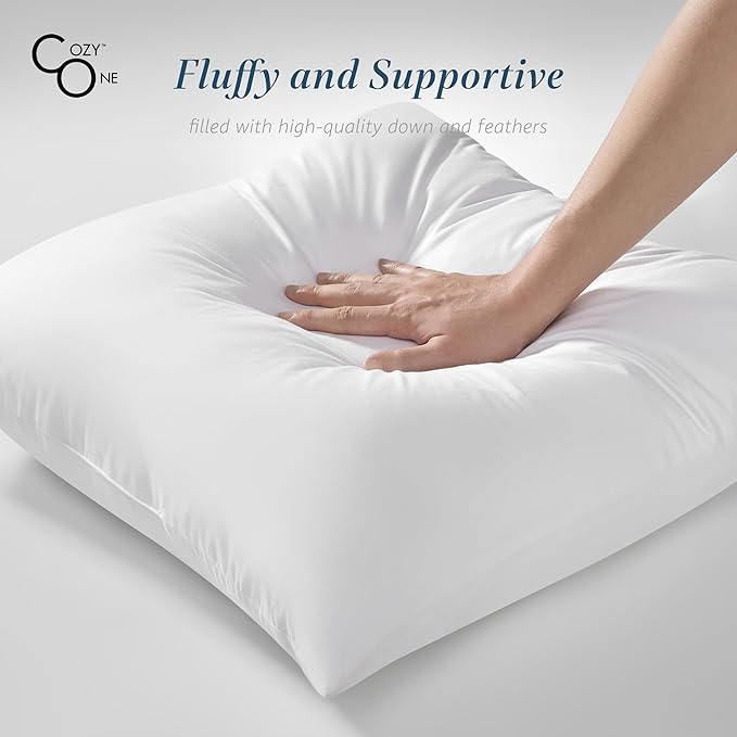 Set 2 Almohadas Plumas y Plumón 66x66 cm Funda Algodón miniatura 5