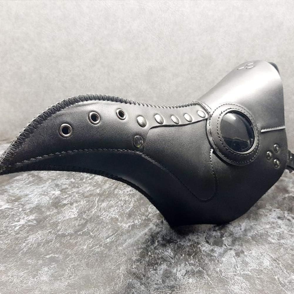 Black Leather Plague Doctor Mask Long Nose Bird Beak Plague Mask Steampunk Halloween Costumes Props Mask for Adult