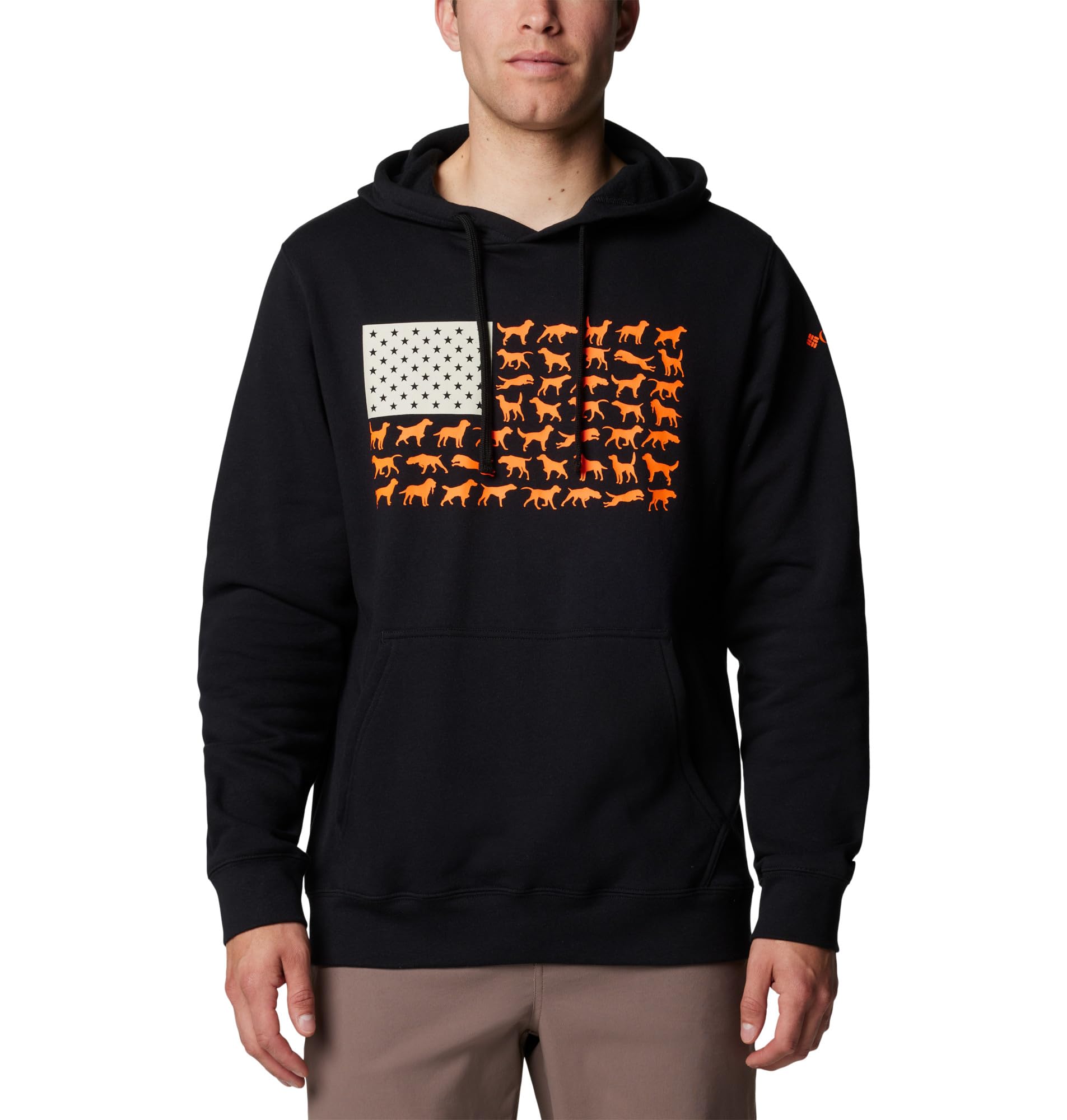 Columbia Men's PHG Game Flag II Hoodie, Black/Blaze Dog Flag, XX-Large