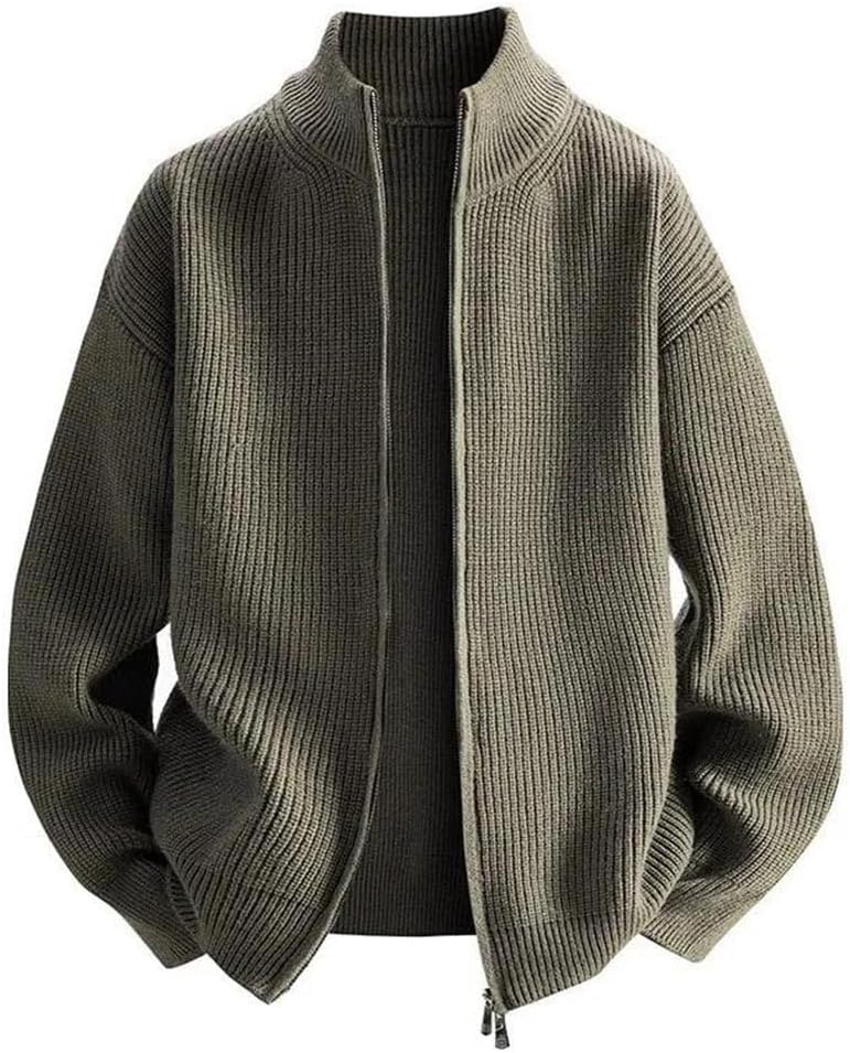 Thickened Fleece Cardigan for Men Loose Knit Sweater Coat Spring Fall Casual Warm Outerwear