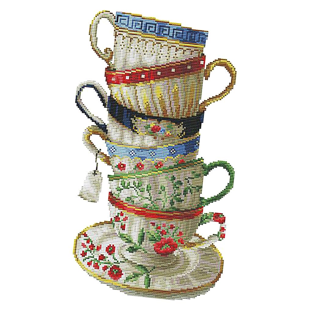 Coffee Cup Cross Stitch Kit Needlework Stamped for Beginners 35 × 54cm 11CT