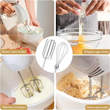 4pcs Hand Mixer Beaters Attachments Set for Hamilton Beach Hand Mixer | 2 Styles, Stainless Steel, Easy to Use and Clean, Replacement for Hamilton Beach Hand Mixer 62682RZ 62692 62695V 64699
