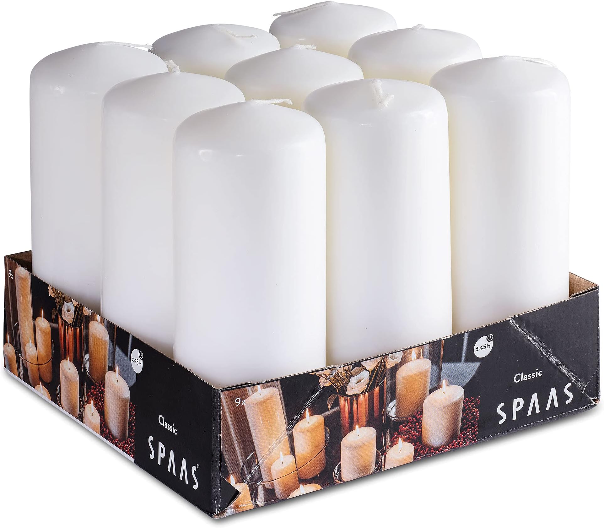 SPAAS White Pillar Candles 9 Pack 6 Inch Large White