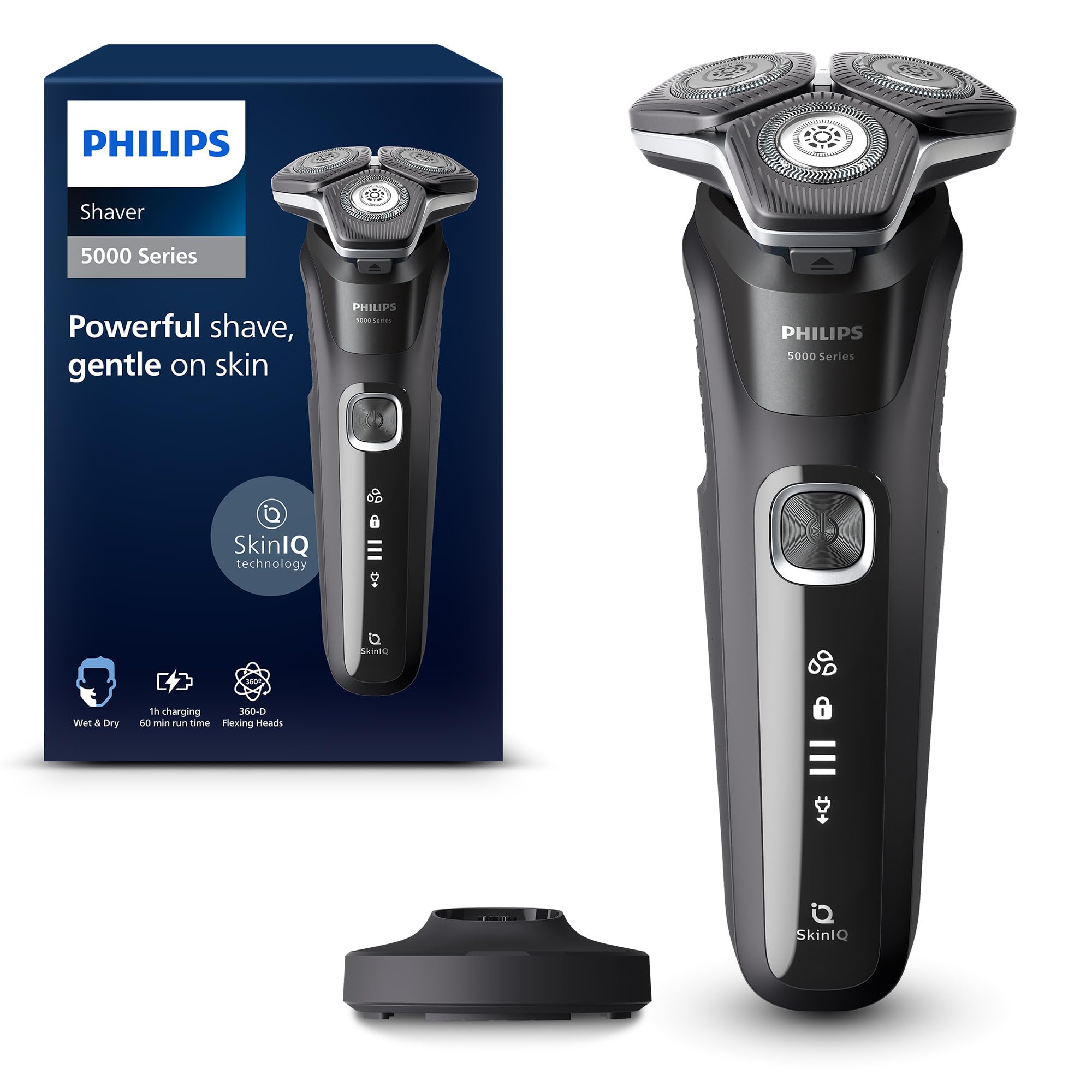 Philips Electric Shaver Series 5000, Wet & Dry with Charging Stand, S5898/25