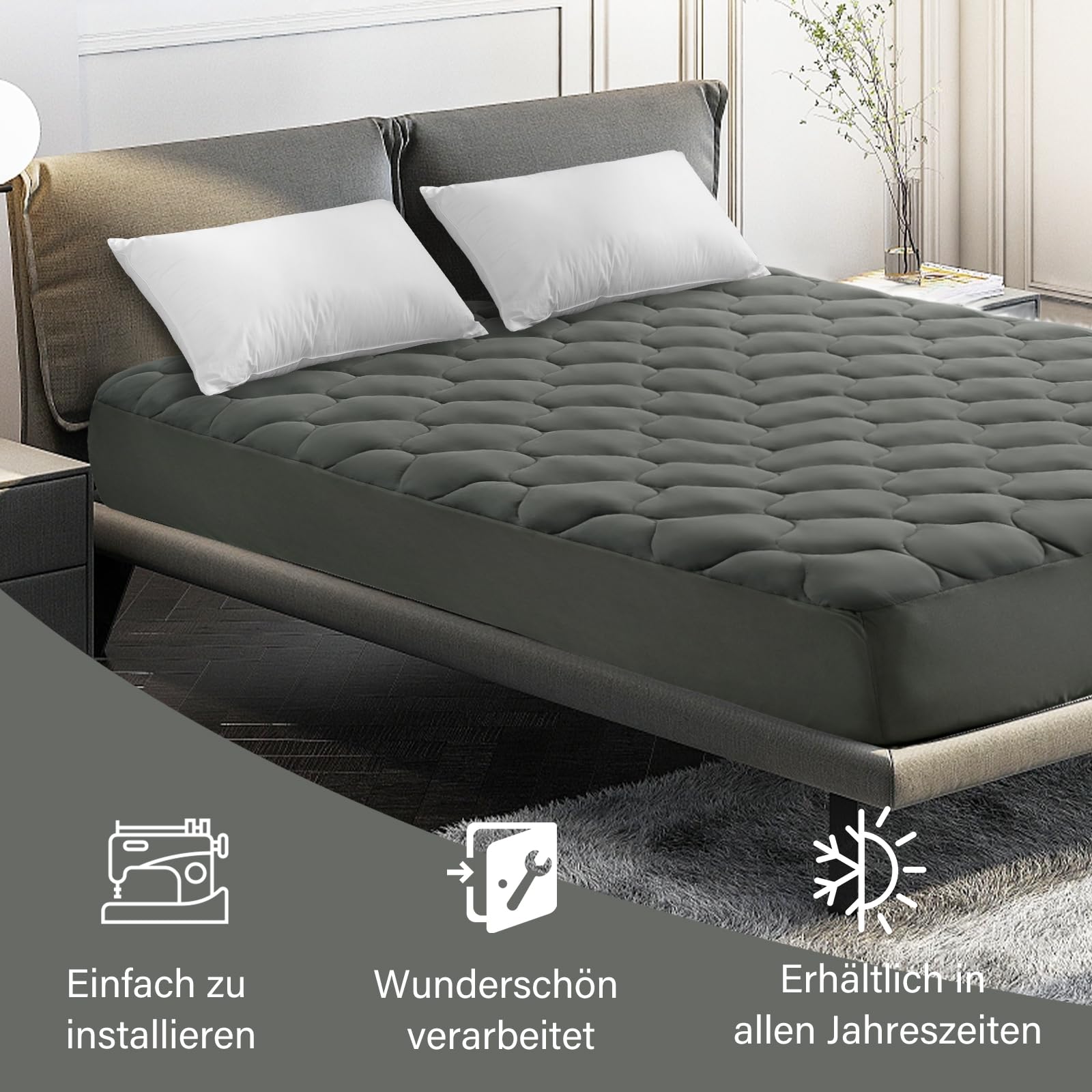 DUANDUAN Materac wierzchni 120 x 200 cm – miękka, oddychająca, pikowana nakładka na materac z głębokimi kieszeniami, ochraniacz na materac nadający się do prania w pralce, na łóżko kontynentalne i