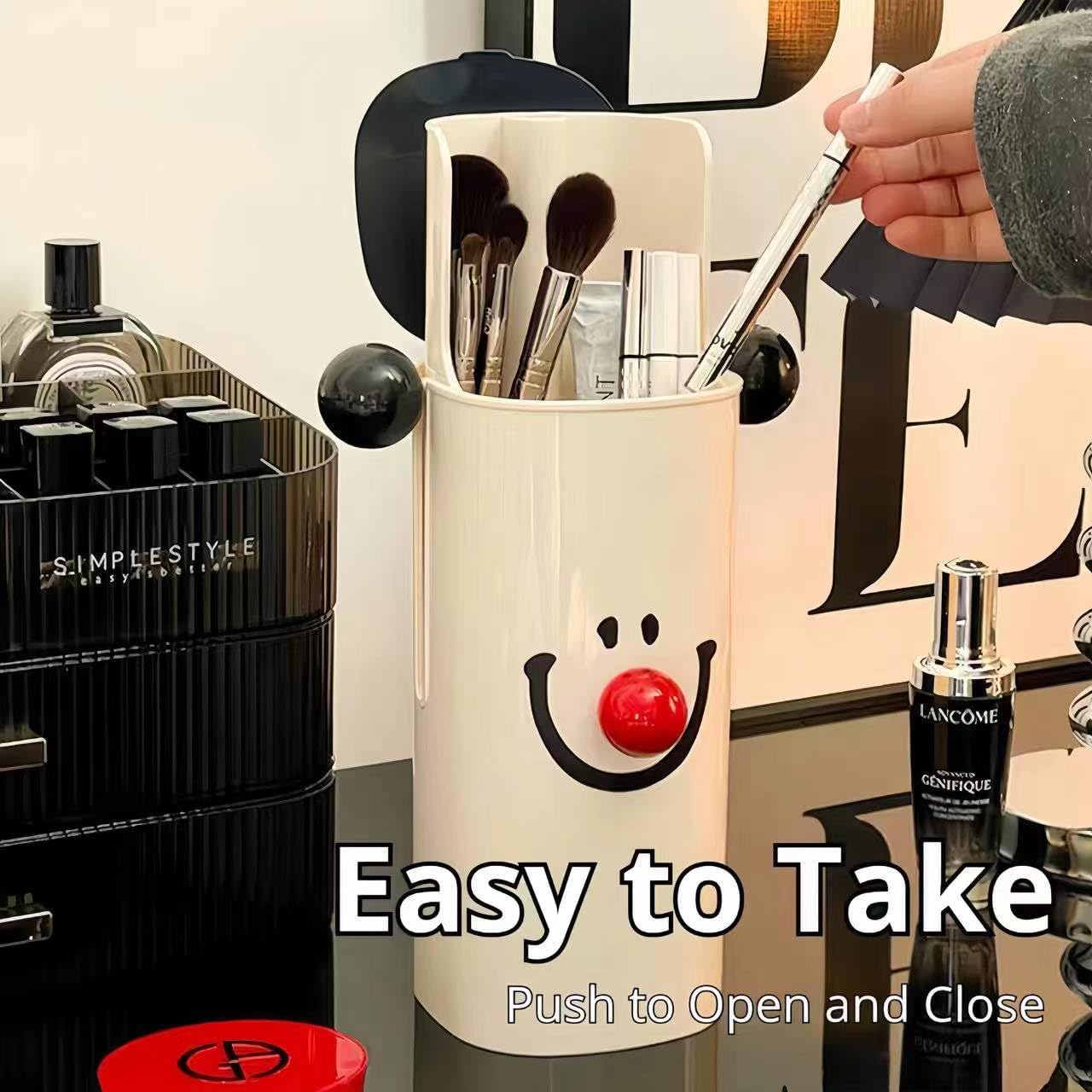 Cute Clown Pen Holder for Desk Kawaii Office Supplies Cubicle Decor Workspace Accessories Makeup Organizer Pencil Cup Aesthetic Caddy for Home Office (Red)