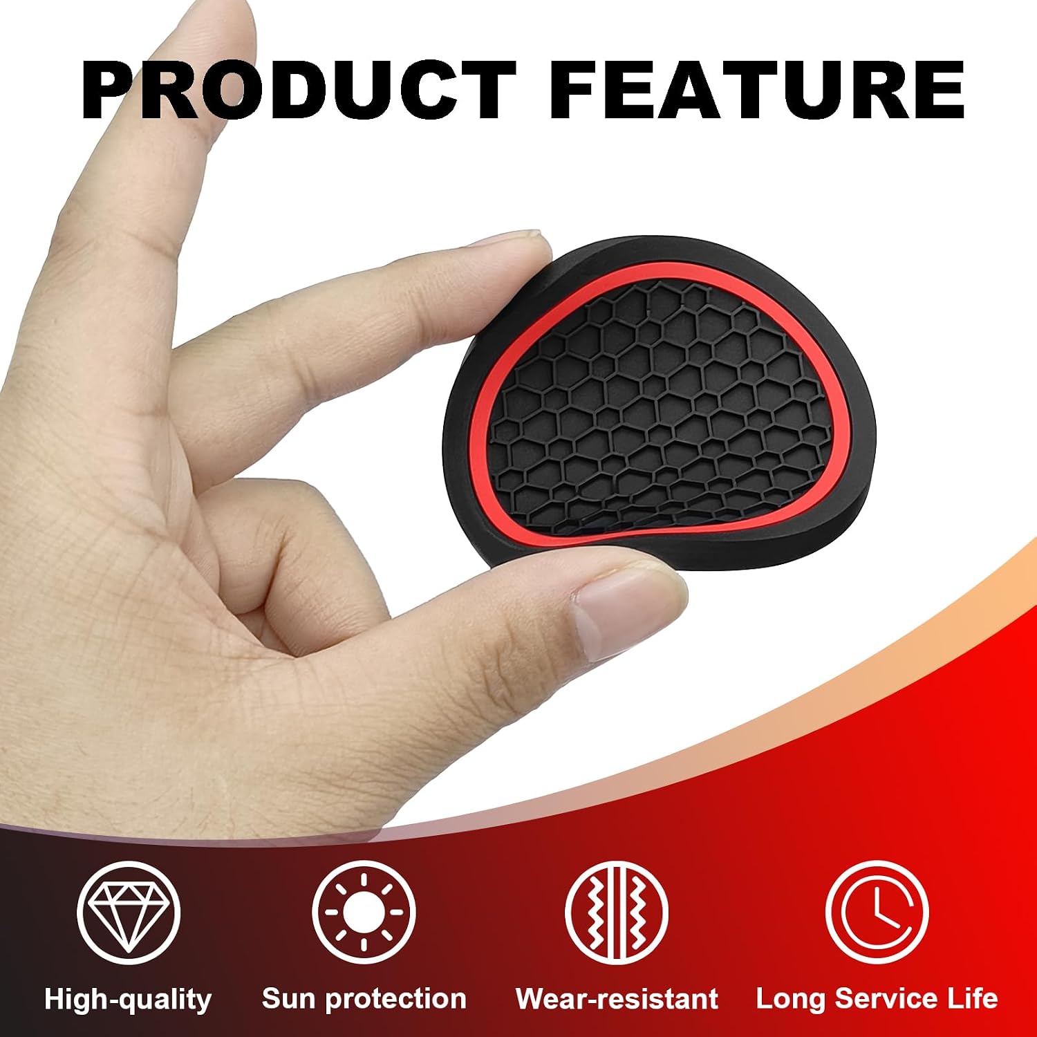 4PCS Car Cup Holder Coasters, Non-Slip Pads, Automotive Interior Accessories, Universal for Cars, Trucks, SUVs, RVs and More (Black/Red)