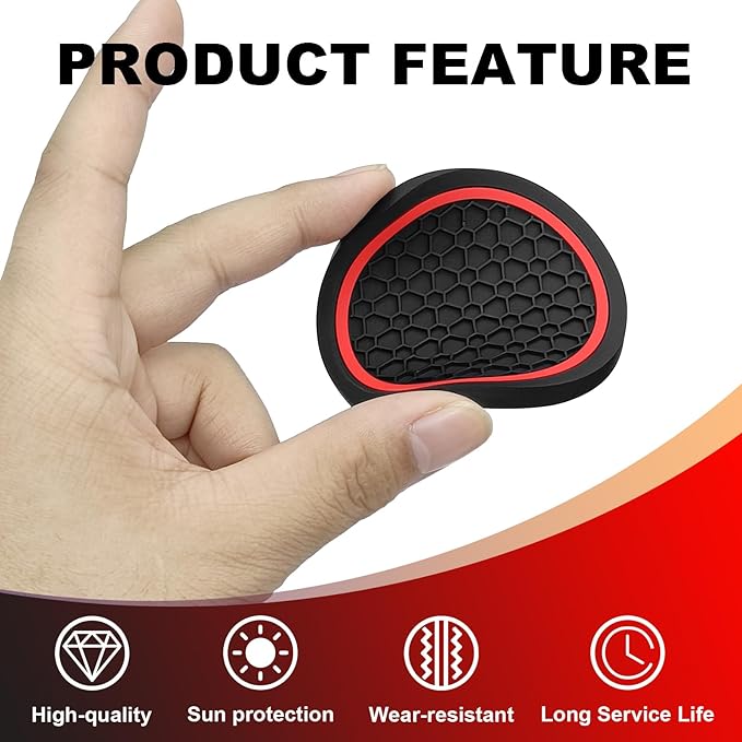 4 Portavasos para Coche Antideslizantes Negro/Rojo miniatura 4