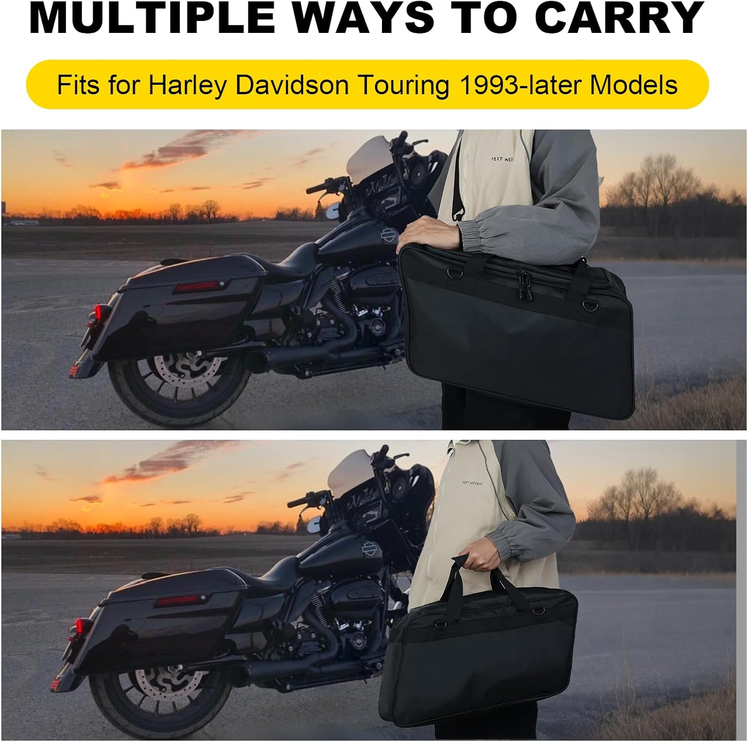 Motorcycle Saddlebag Liner Bags Hard Saddle Bags Insert Storage Bag 1680D Oxford Harley Luggage Bags Fit for Harley Touring Electra Glide Road Glide Street Glide Road King 1993-2025 (1 Pair)