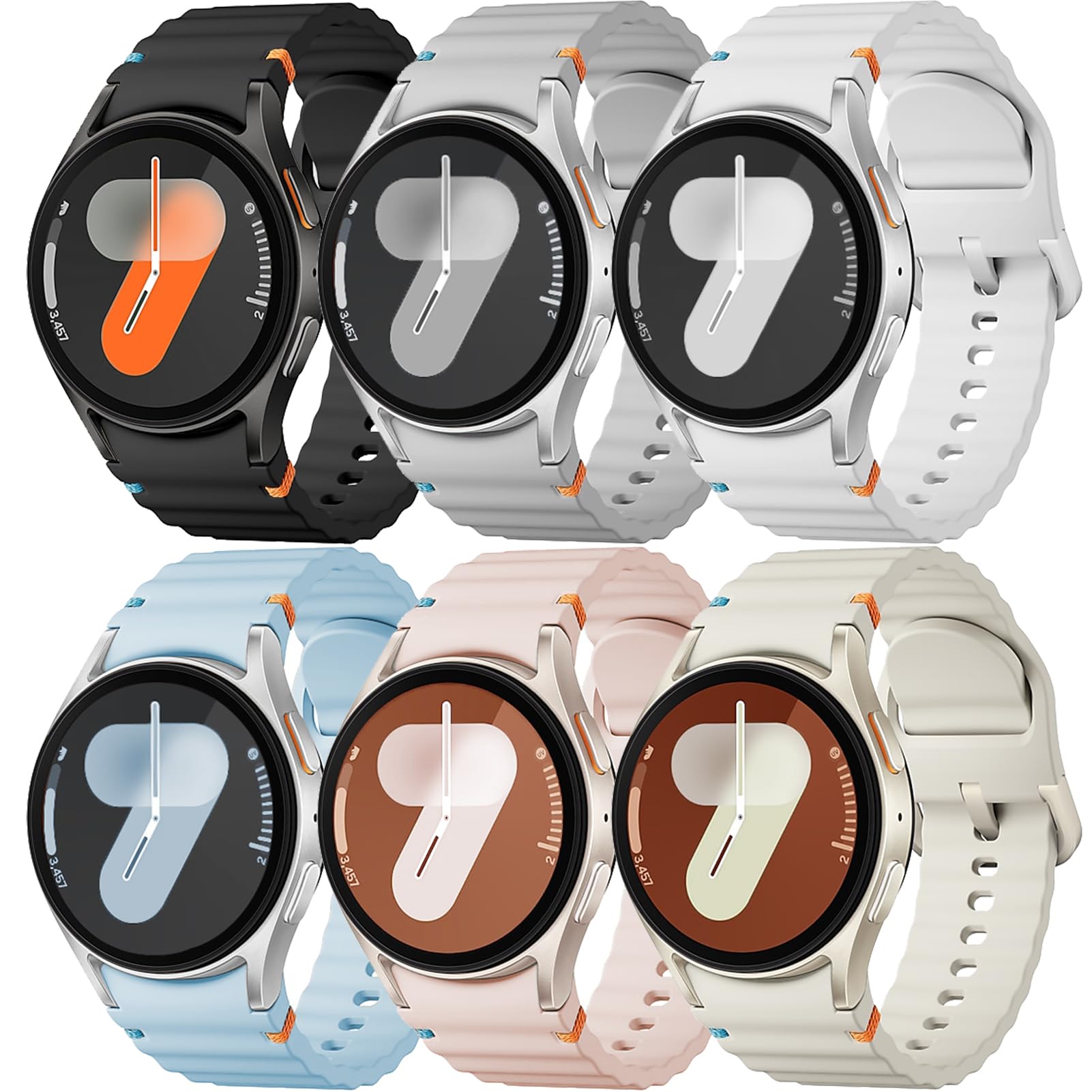 Sport Band for Samsung Galaxy Watch 7 Band 40mm 44mm,No Gap Soft Silicone Strap for Galaxy Watch 6 5 4 FE Band 40mm 44mm/Galaxy Watch 6/4 Classic 47mm