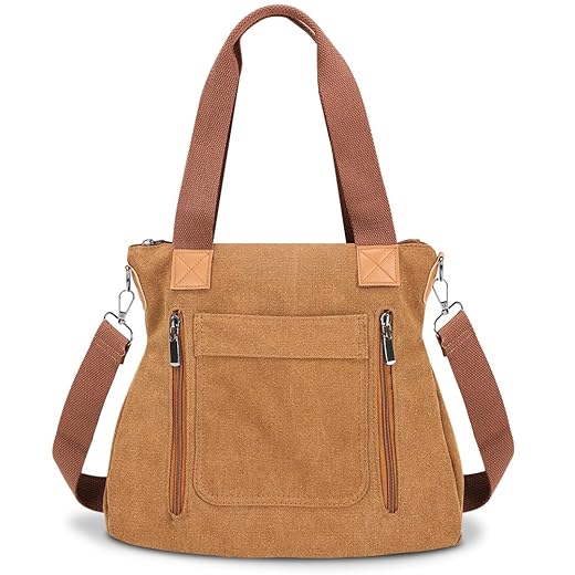 Bolsa de Lona Feminina(35 * 32cm), Bolsas Femininas, Bolsa de Ombro Feminina, Bolsas Multibolsos Vintage, Bolsa Leve para Uso Diário Bolsas Femininas