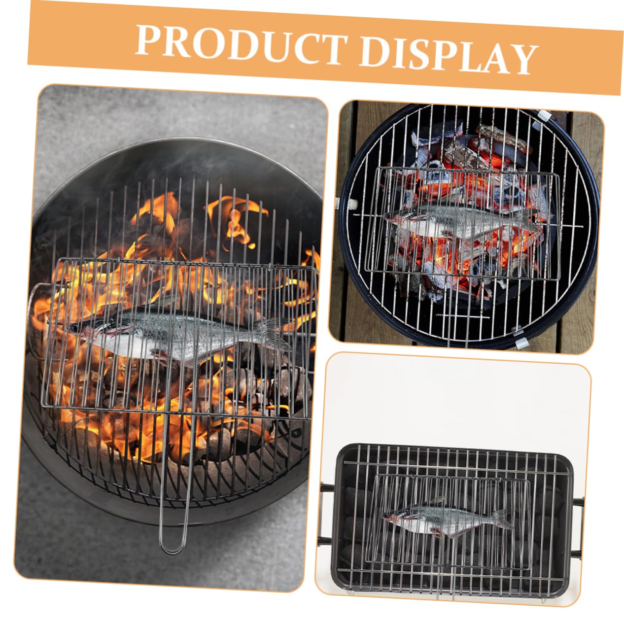 TOYANDONA Cestello per Griglia in Acciaio Inox Spesso per Barbecue All'aperto, con Manico Ergonomico, Rete Antiaderente per Pesce, Carne e Verdure, Accessorio per Grigliate da Campeggio