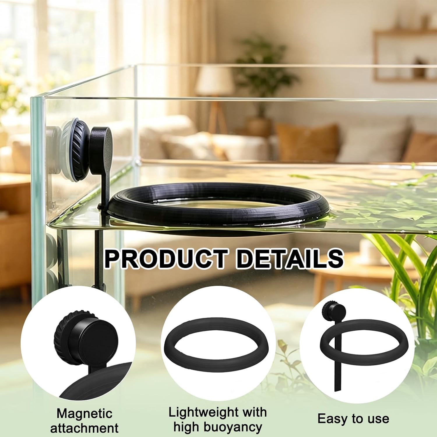 2 Pack Fish Feeding Ring, Aquarium Feeding Ring, Magnetic Fish Feeding Ring for Aquarium, Adjusts to Water Level Keeps Food Contained for Betta Goldfish Guppy Turtle image 4