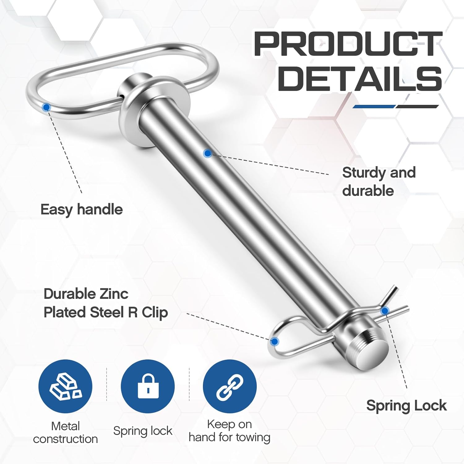MorningRo 8 Pcs Trailer Hitch Pins and Clip 3/4 x 6 1/4 Inch Clevis Pins with Handles Tractor Accessories for Towing Tractors, Truck Lawn Mower, RV, Boat, Car, Truck, Farm